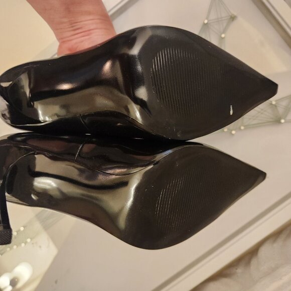 Steve Madden "Reya" Black Box Black Leather Patent Heels. NIB. Size 6.5 - Picture 9 of 12